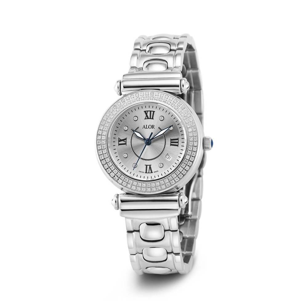 NEW ALOR cascade bracelet diamond watch in silver